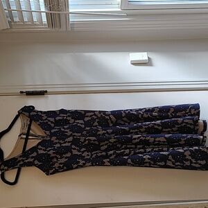 Nude and navy lace dress